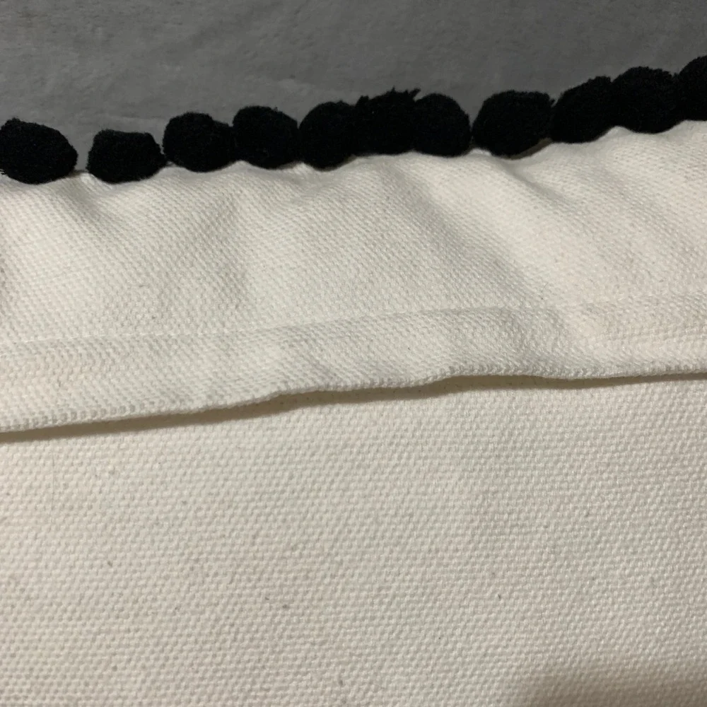 Holiday Noel Pillow Black White Pom Pom Pearl Embellished Throw Pillow Christmas